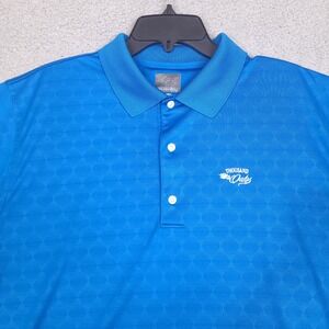 Greg Norman Polo Shirt Mens Large Play Dry Blue Golf Thousand Oaks Geometric